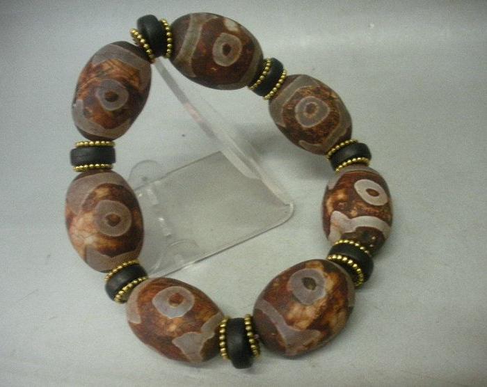 清代传藏老天珠天眼玛瑙 手链 手串宝珠_清代