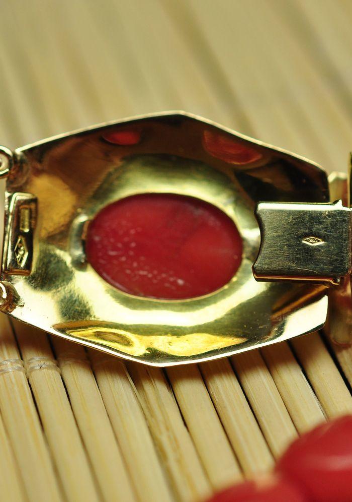 AY-27 意大利牛血红 切面珊瑚项链 (法国直邮)