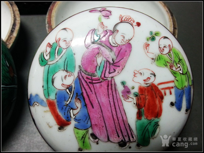 婴戏图,印泥盒一对,早年北京文物店出的_婴戏