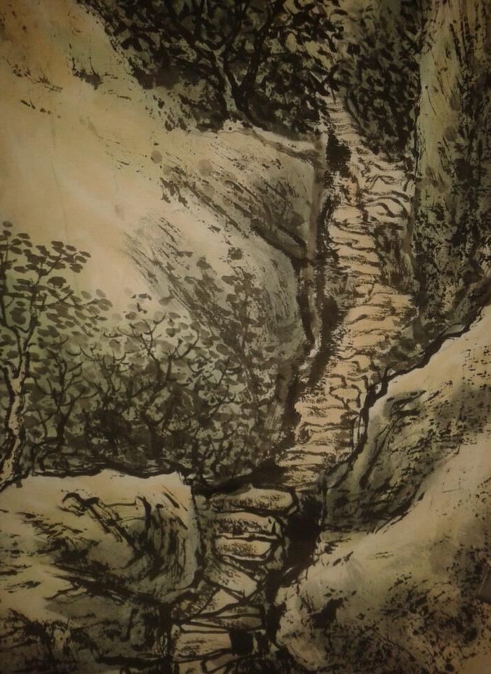 国画山水 白云深处有人家_国画山水 白云深处