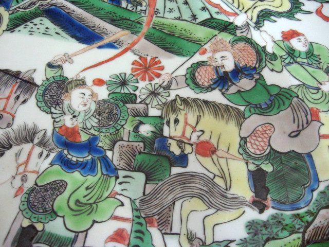 光绪五彩三国故事赵云救主大赏盘一对_光绪五