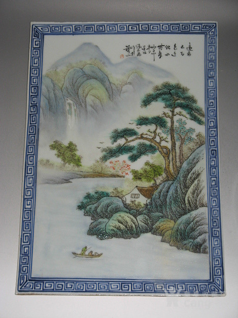 名家粉彩山水瓷板画