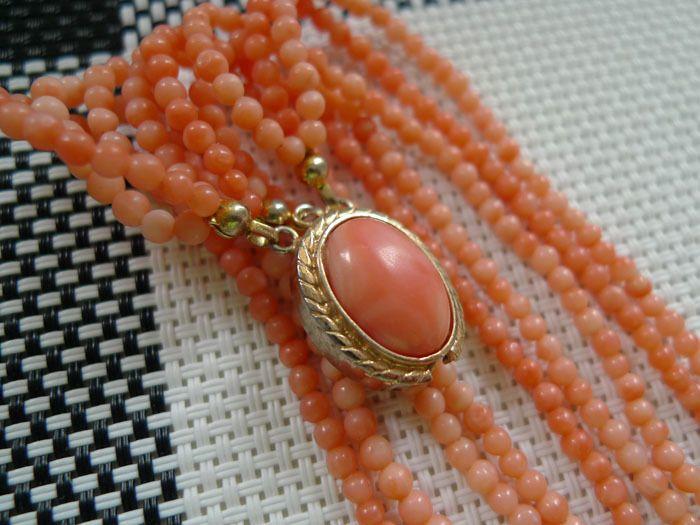 九股天然孩儿面珊瑚项链 *尽态极妍*_九股天然