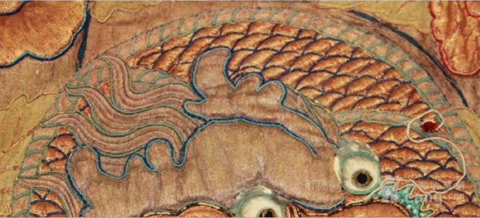 清代早期 西藏 缂丝绣虎头纹 挂毯 长260厘米_