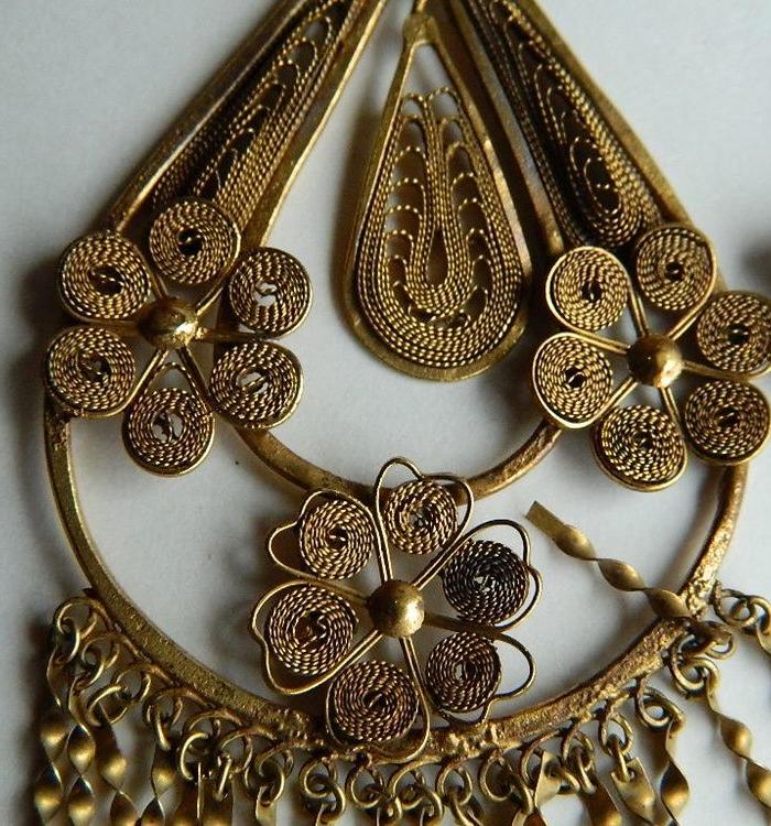 印第安河回流*民国掐丝琉金长耳坠(新年特价)_