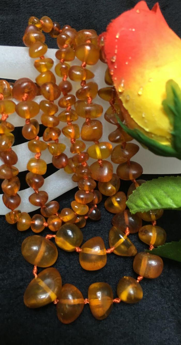 天然爆老随形琥珀珠毛衣链47.29克(D5494028