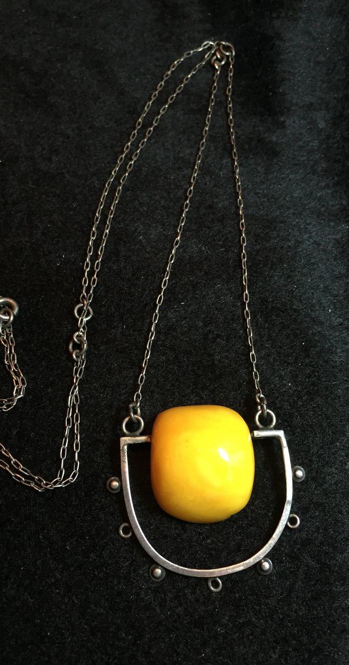 天然鸡油黄老蜜蜡吊坠链14.4克(D3140280)_天