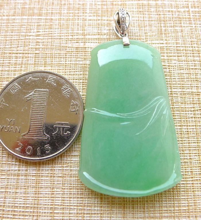 【福玉翡翠】天然A货翡翠18K金扣满绿精雕步