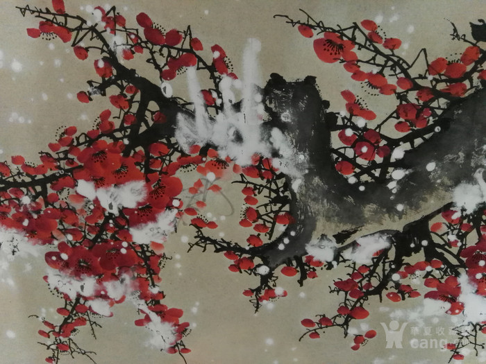 著名画家陈永康红梅傲雪图
