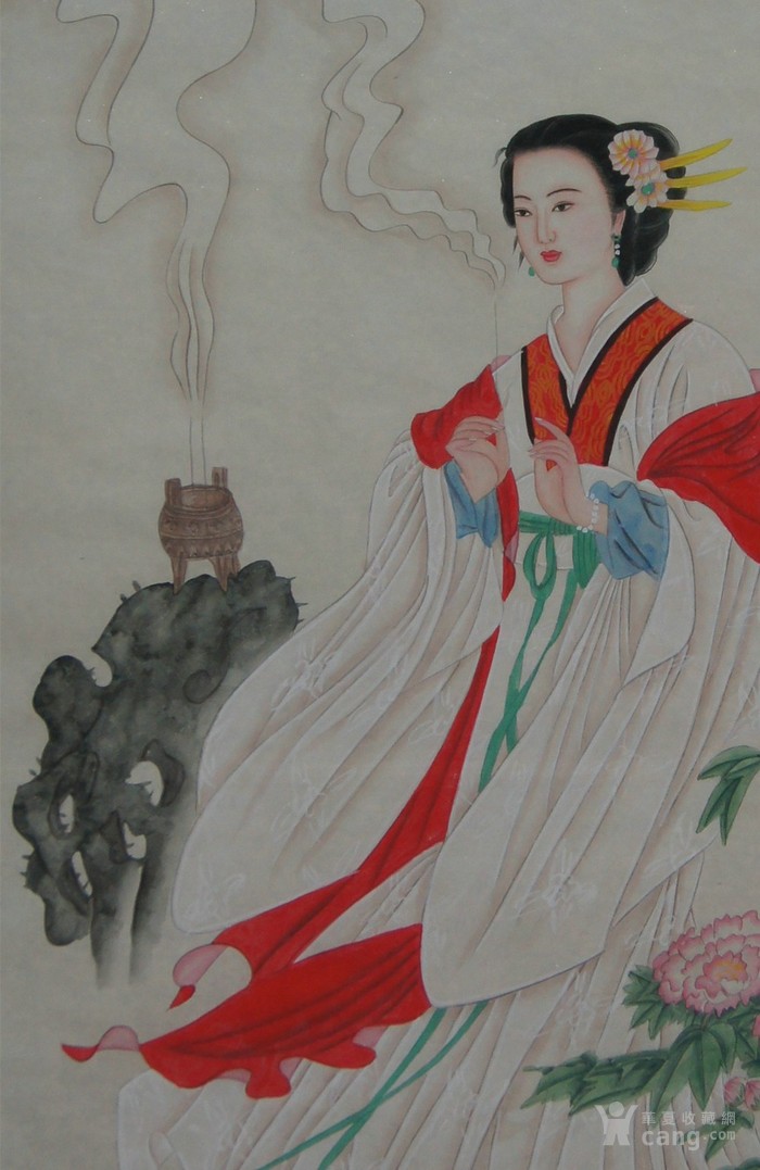 贾云虹四尺人物《貂蝉拜月》