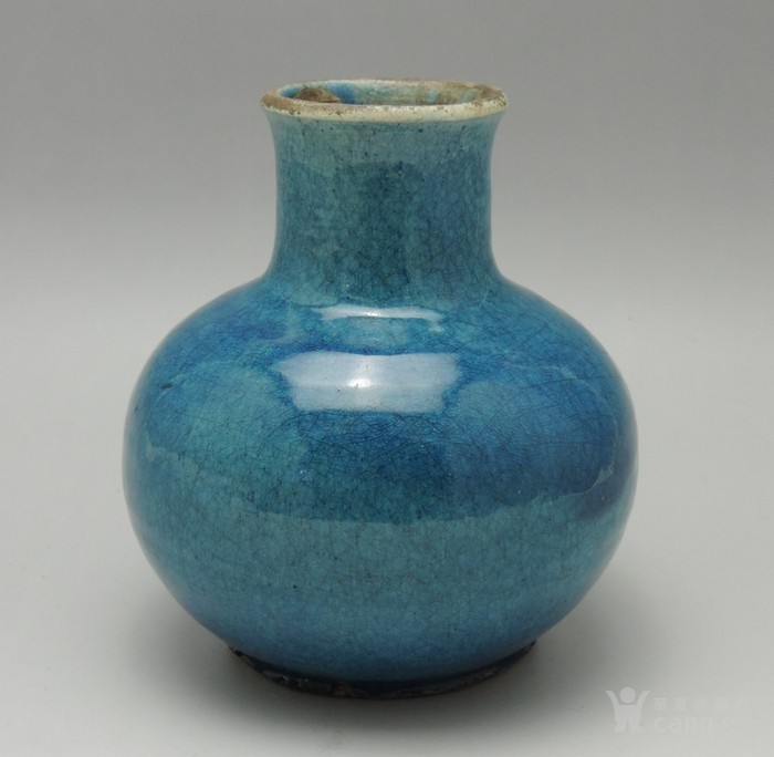 华夏古玩城 瓷器 明清 > 清中期 孔雀蓝釉 石榴尊  编号:sd2110874
