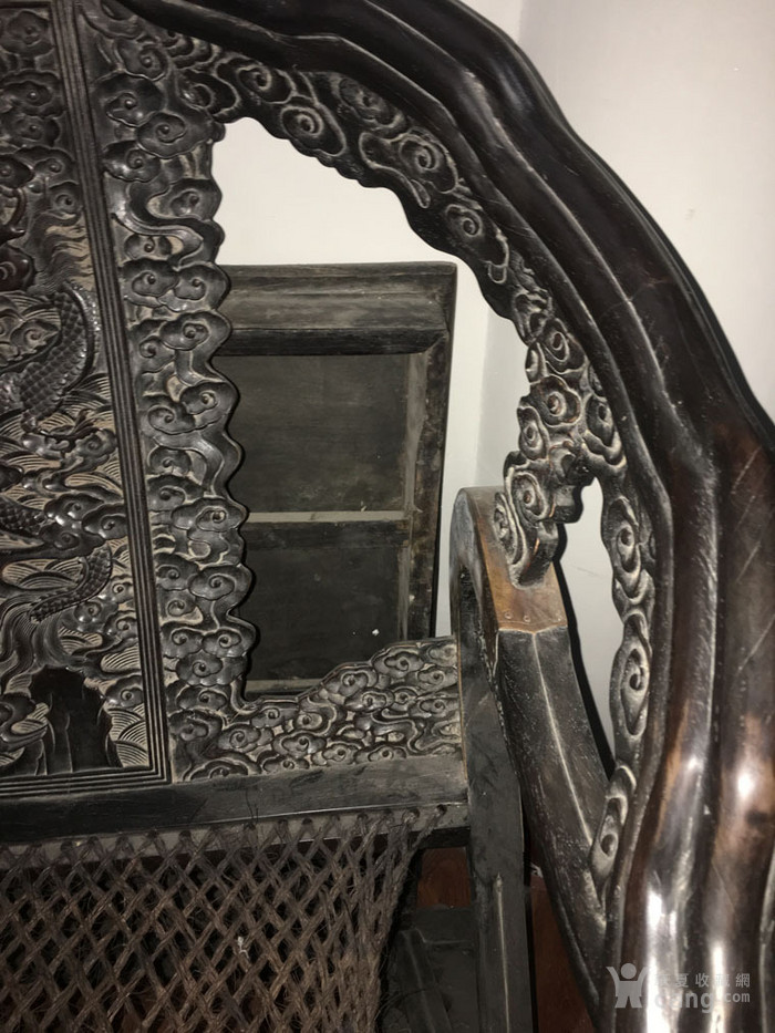 古董老木器家具摆件 古玩传世紫檀精品雕龙交椅一件