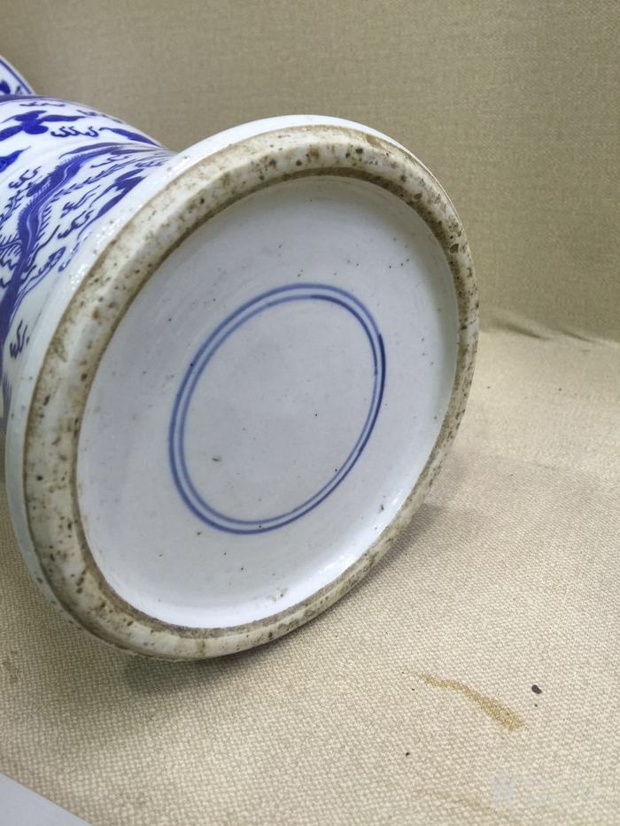 清乾隆,青花龙凤花觚