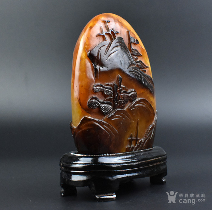 寿山石精品田黄浮雕风景摆件