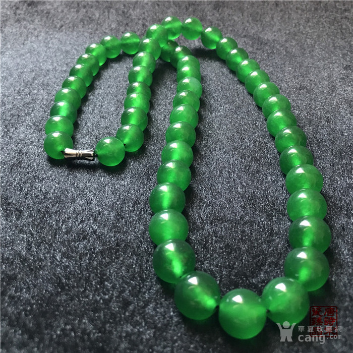 清代老翡翠珠径1.2 1.3cm满绿项链
