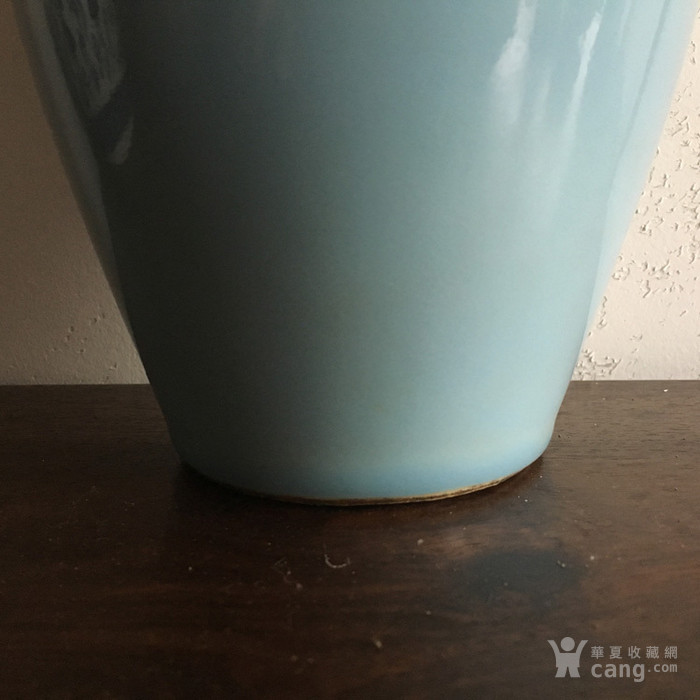 老瓷器 清代大清康熙年制天青釉棒槌瓶 明清瓷器