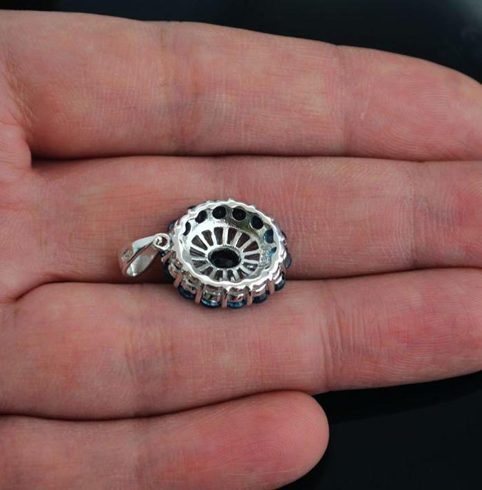 伦敦蓝托帕石吊坠 巴西伦敦蓝托帕石925银镀1