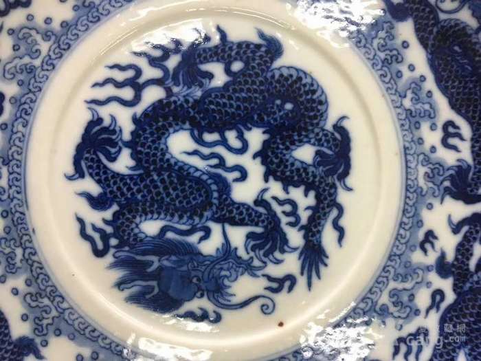 康熙官窑青花龙纹高足盘 北京现货
