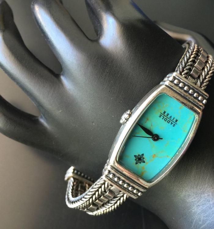 N0813 SaddleRiver品牌仿松石面纯银石英女表