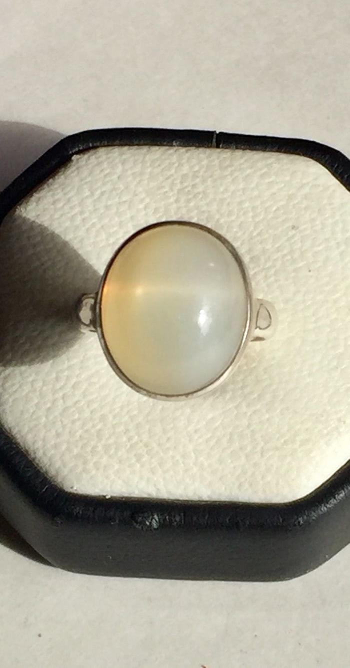 印第安河回流 美国牌品猫眼效应月亮石纯银戒