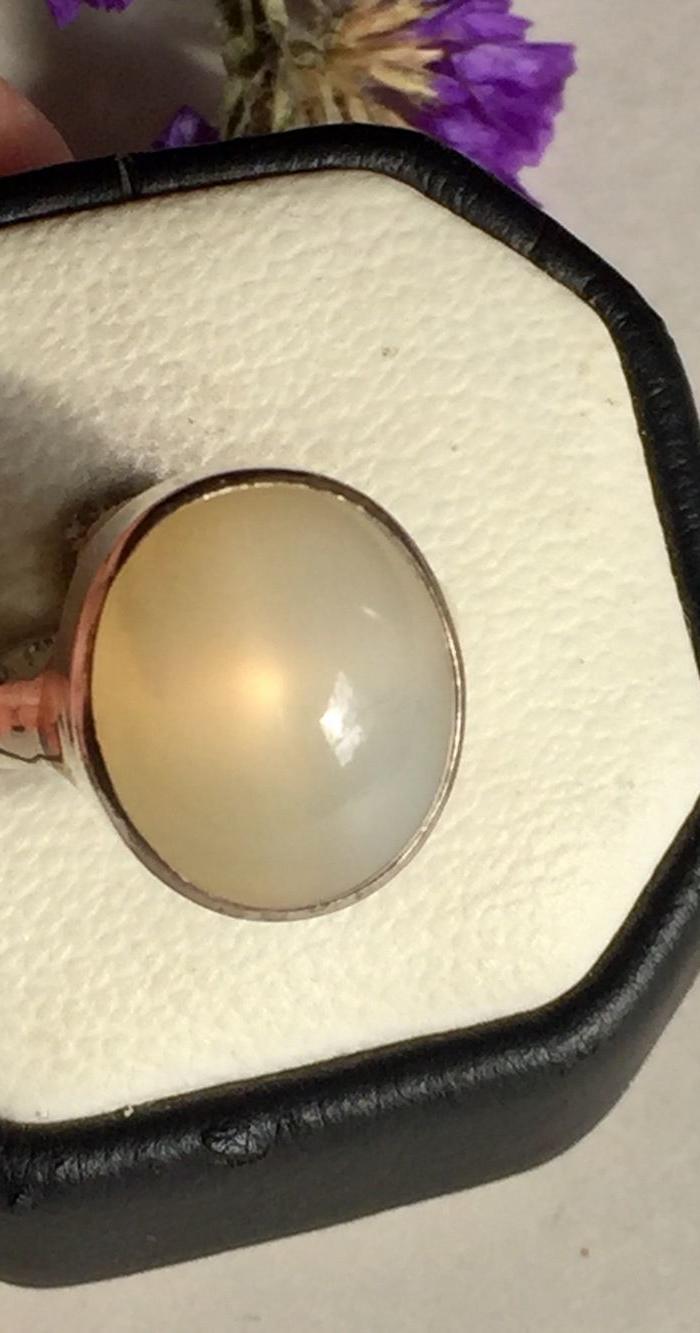 印第安河回流 美国牌品猫眼效应月亮石纯银戒