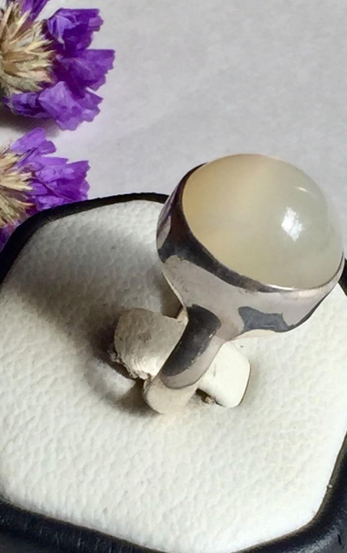 印第安河回流 美国牌品猫眼效应月亮石纯银戒