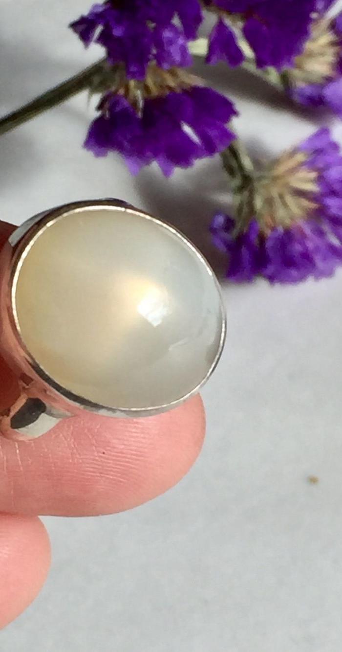 印第安河回流 美国牌品猫眼效应月亮石纯银戒