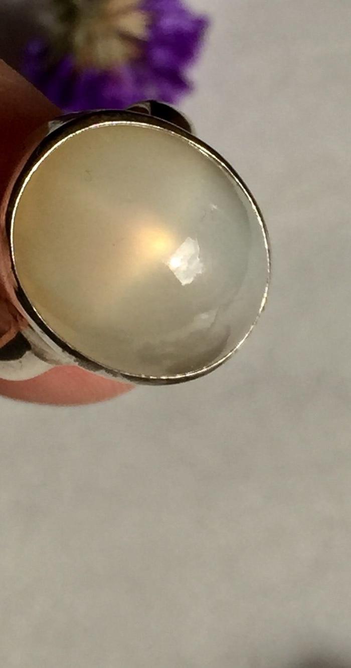 印第安河回流 美国牌品猫眼效应月亮石纯银戒