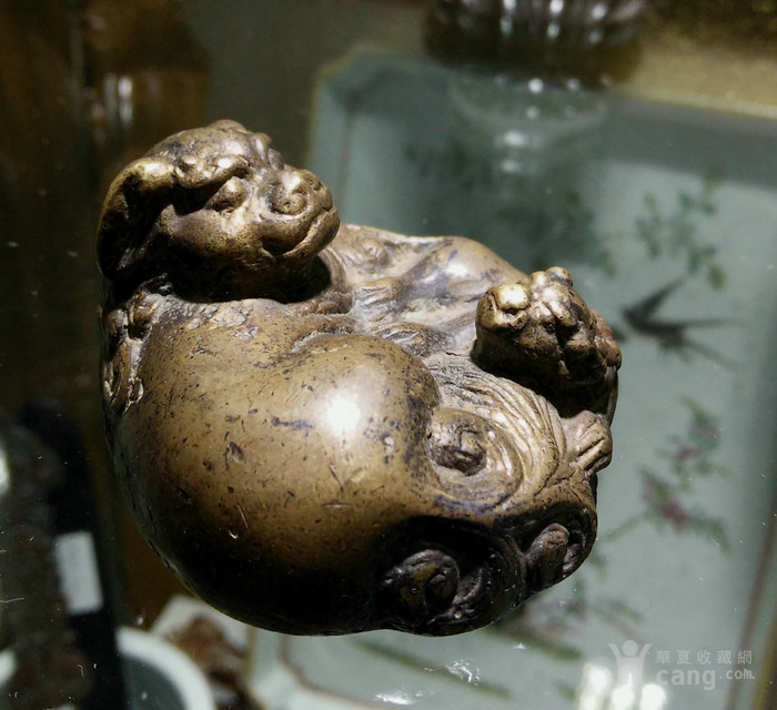 清代 精铜太狮少狮铜镇纸摆件 文房精品 国营文玩旧藏