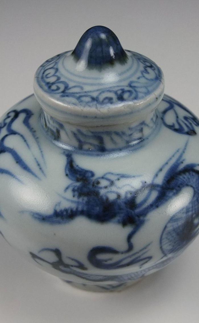 明代青花龙纹将军罐 三件包国际邮费