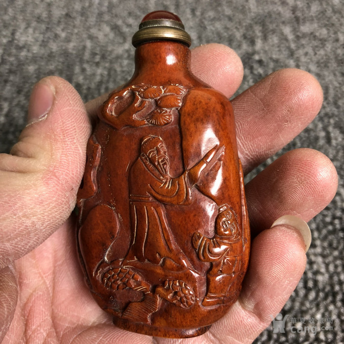 清代料子雕刻山水人物鼻烟壶烟具收藏古玩杂项老鼻烟壶