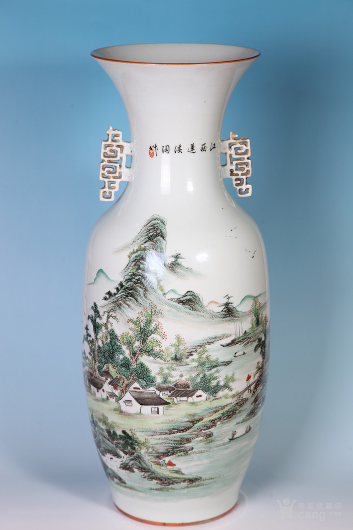 莲溪陶山水人物大瓶