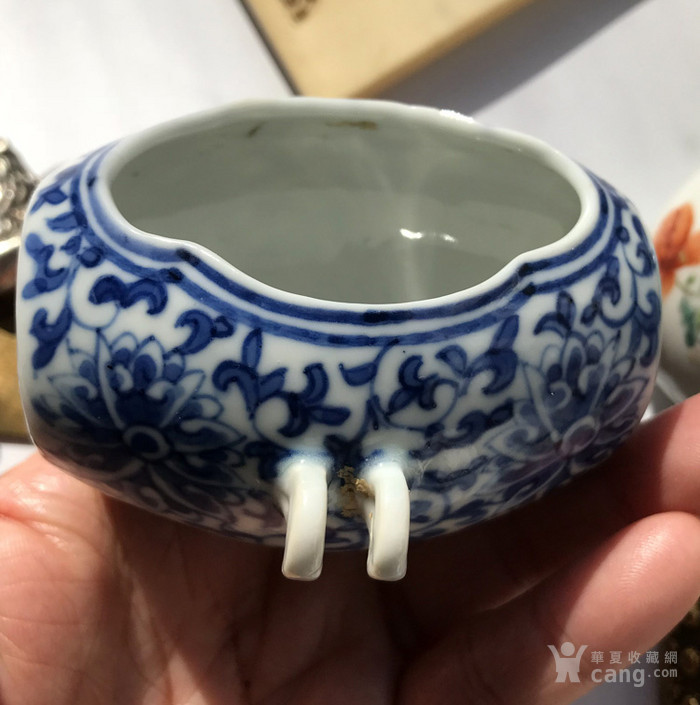 清代 青花 鼔钉 精品 鸟食罐 一只.不议价.