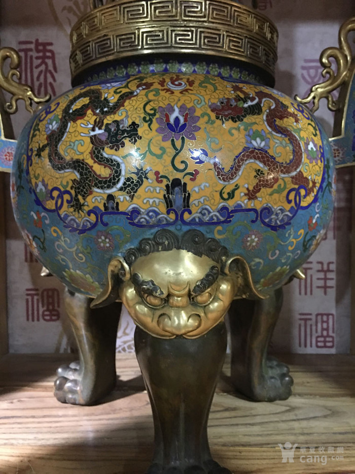 古玩古董传世鎏金珐琅铜熏炉