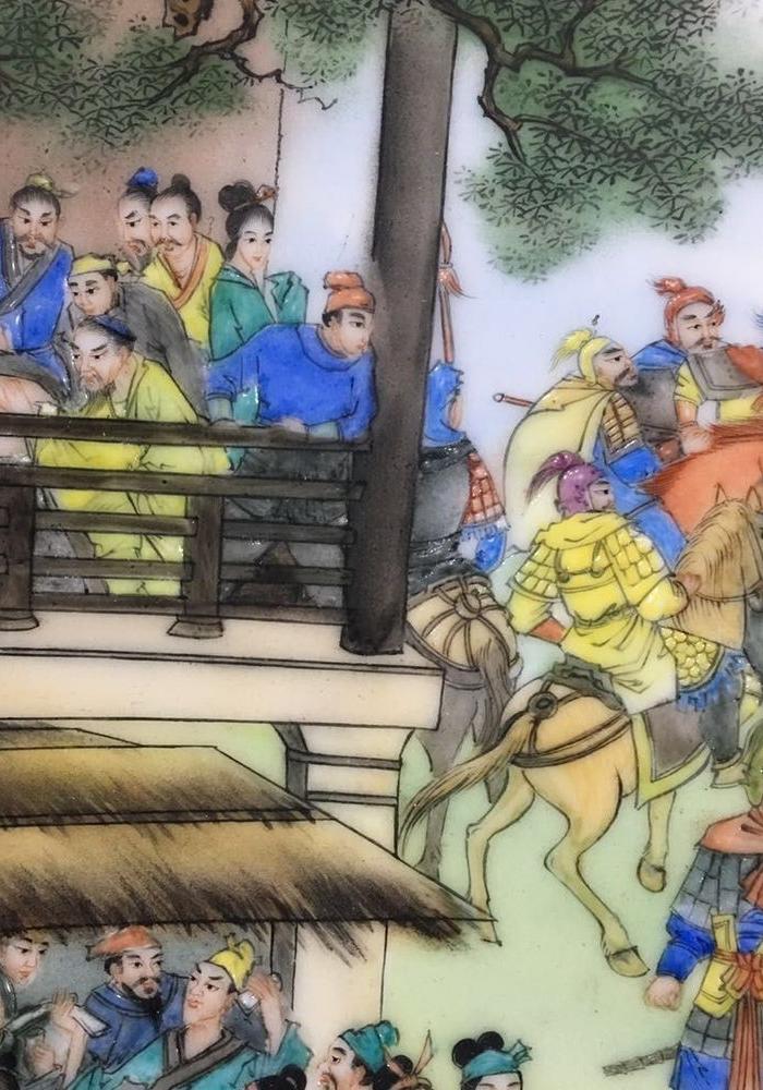 清代珐琅彩水浒传人物故事108将大盘