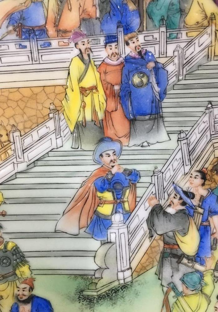 清代珐琅彩水浒传人物故事108将大盘