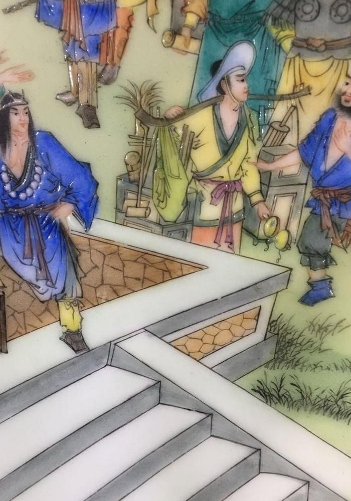 清代珐琅彩水浒传人物故事108将大盘