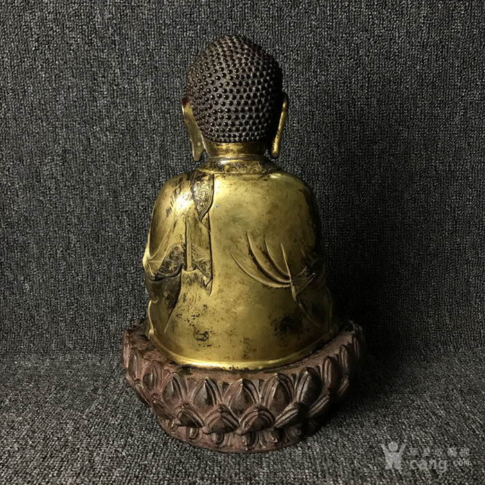 清代传世鎏金佛主佛像造像鎏金老佛像带莲花座佛像造像