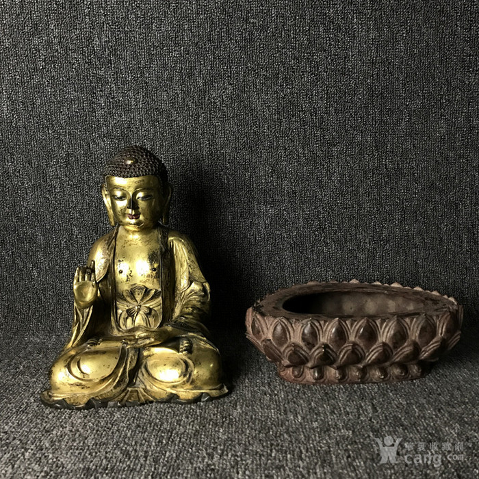 清代传世鎏金佛主佛像造像鎏金老佛像带莲花座佛像造像