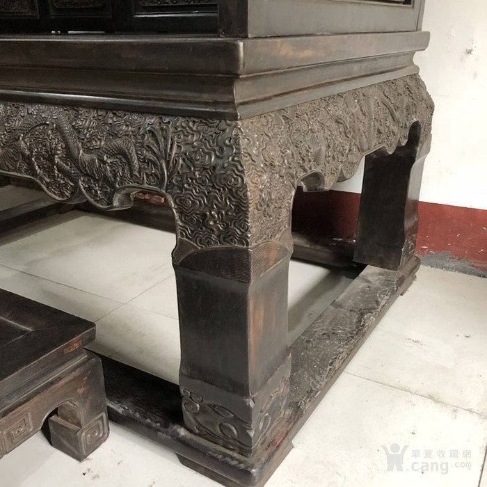 老紫檀宝座古董老木器明清老家具清代小叶紫檀雕龙大宝座会所会馆