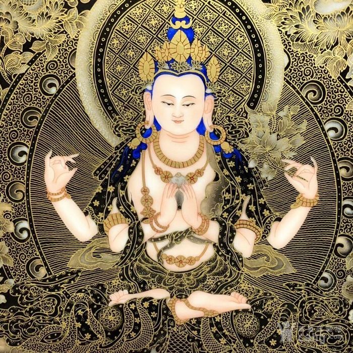 清乾隆霁蓝描金唐卡佛纹盘