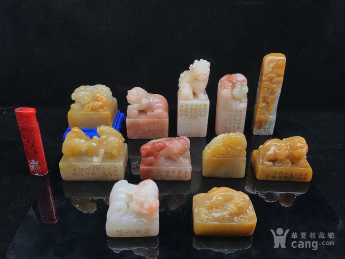 一组老田黄芙蓉石印章