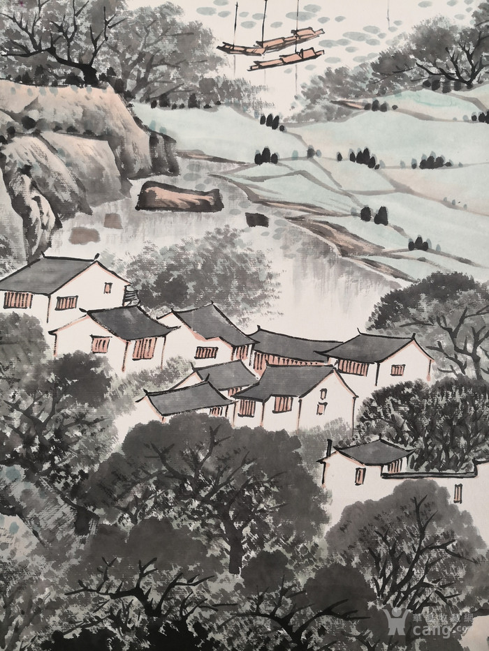 宋文治精品山水画《烟雨江南》