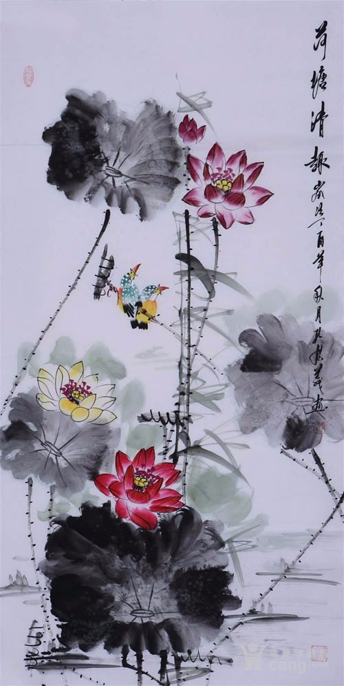 孔庆义 183 四尺竖幅荷花