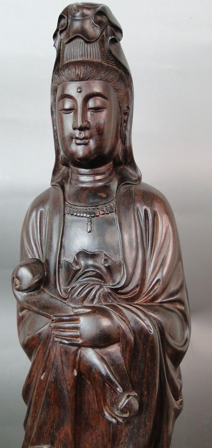 小叶紫檀木雕如意观音菩萨 摆件特价包邮