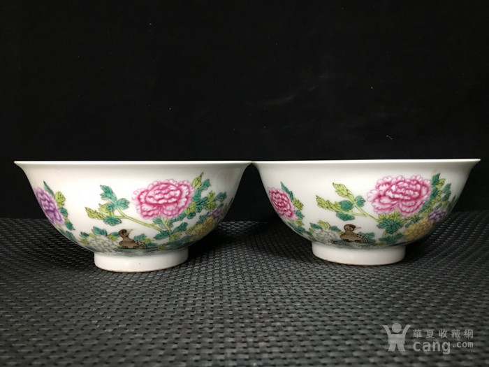 清雍正粉彩花鸟碗. 规格6.5 15