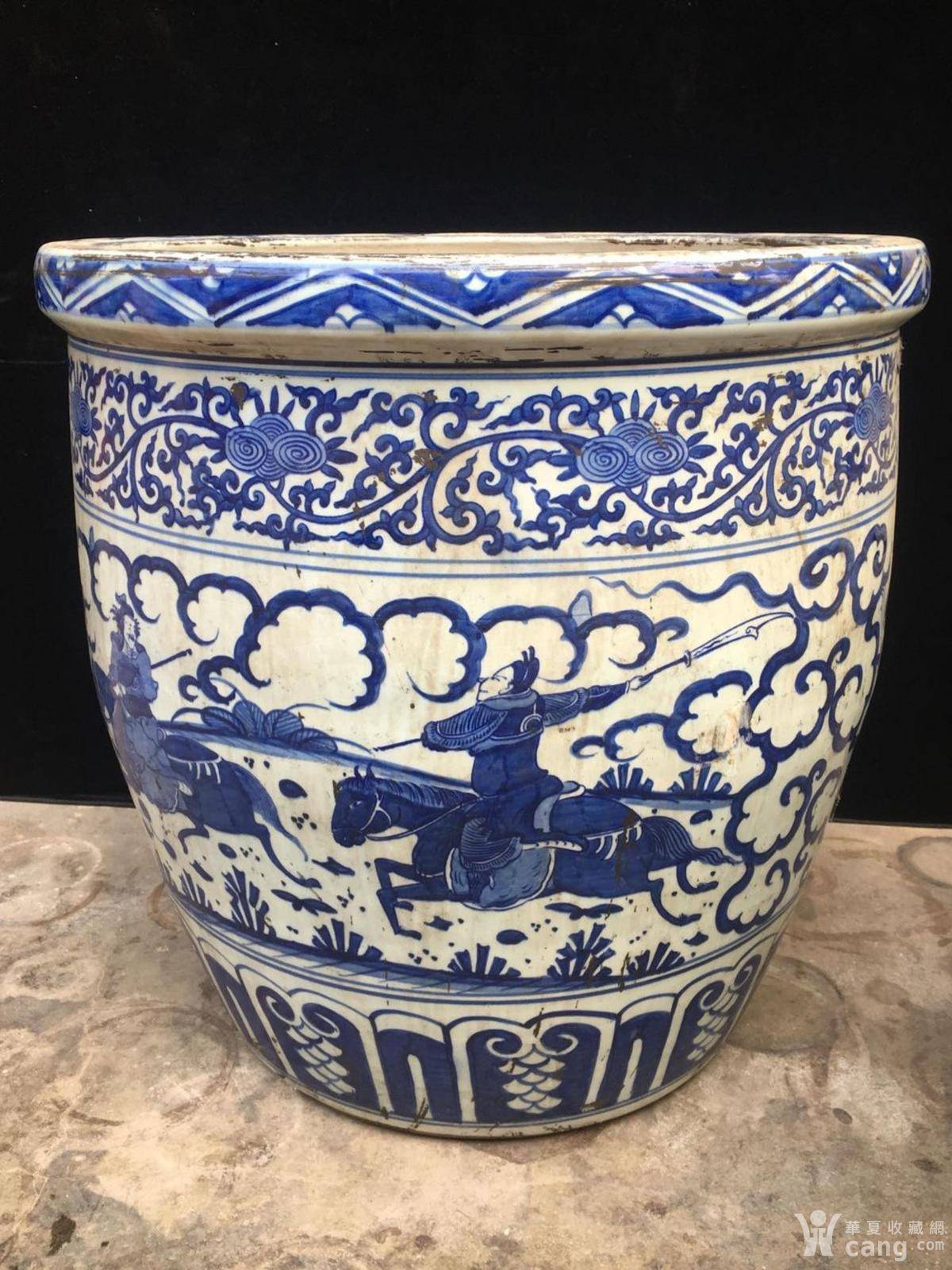 仿古工艺品 瓷器 明嘉靖青花人物大缸,规格58 215 58cm.