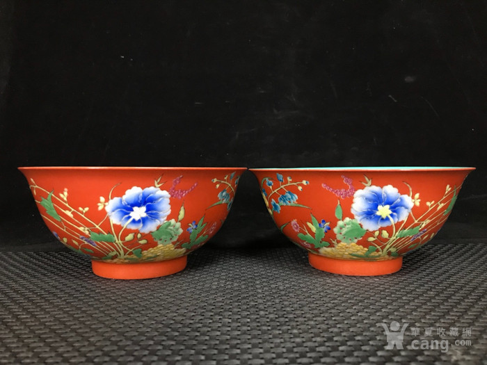 清雍正粉彩花卉纹碗.规格7 14.