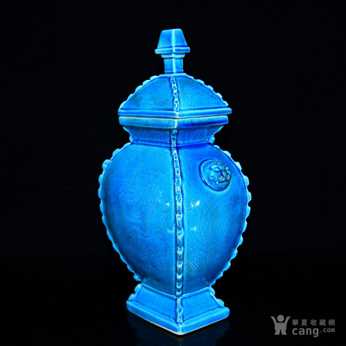 华夏古玩城 瓷器 其它 > 明弘治年孔雀蓝釉刻花龙纹盖罐31 15