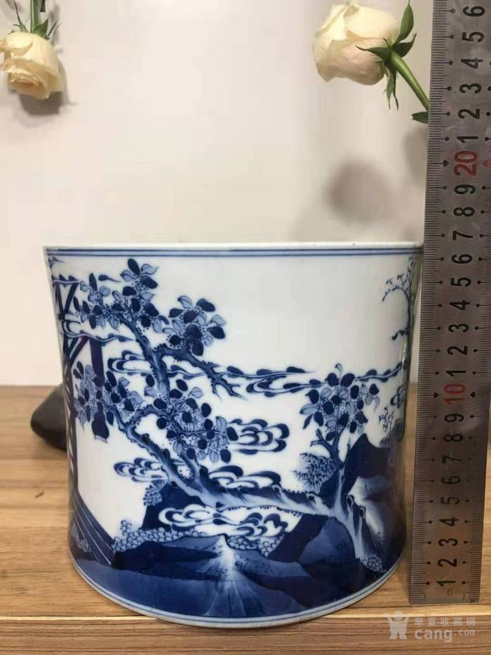 康熙青花人物笔筒